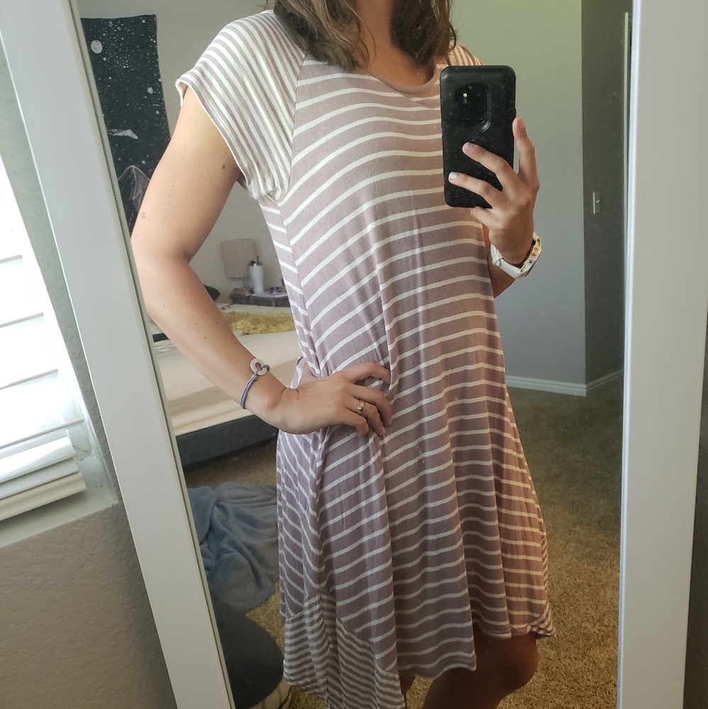☆lilac stripped knee length dress☆